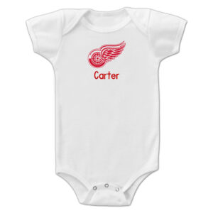 Infant White Detroit Red Wings Personalized Bodysuit