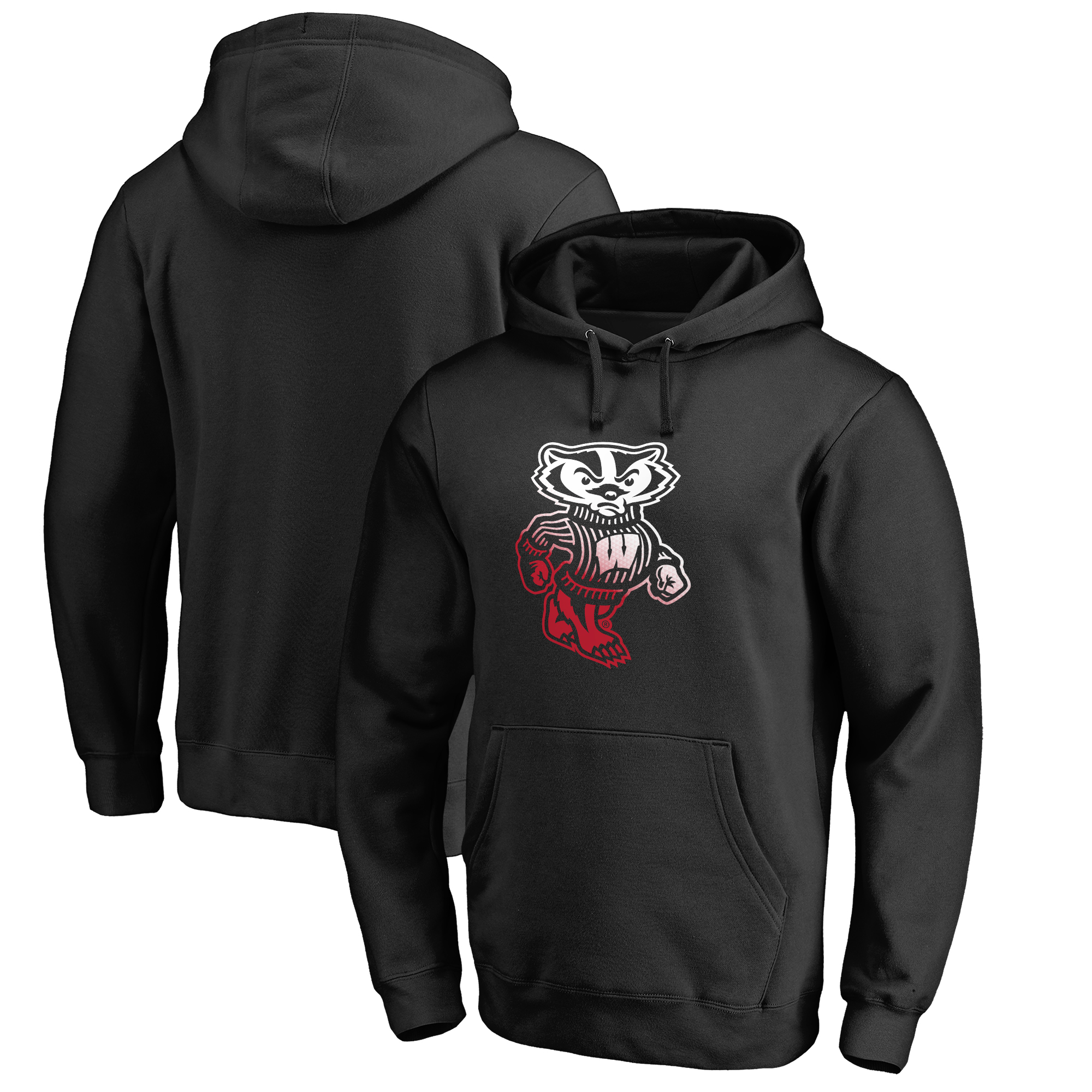 Men's Black Wisconsin Badgers Gradient Logo Pullover Hoodie - Image 6