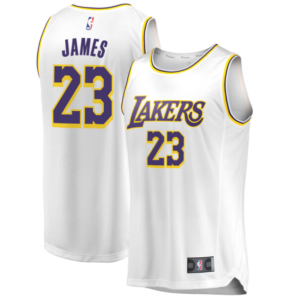 Men's Fanatics LeBron James White Los Angeles Lakers 2018/19 Fast Break Replica Jersey - Association Edition