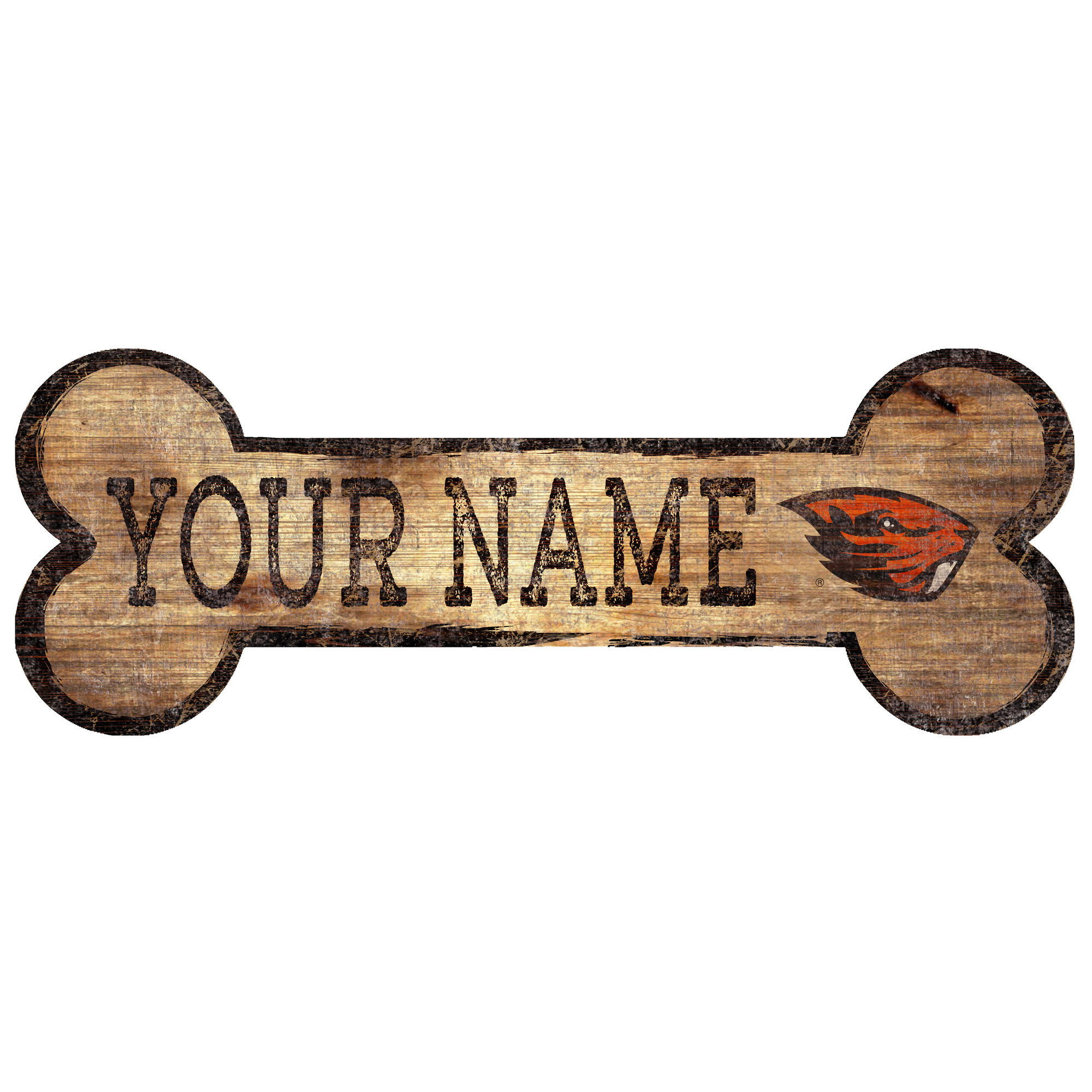 Oregon State Beavers 12" x 6" Personalized Dog Bone Sign