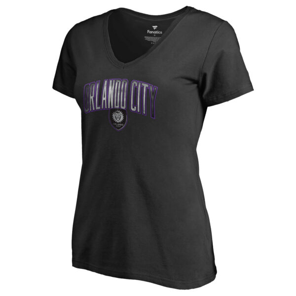 Women's Black Orlando City SC Arch Smoke V-Neck T-Shirt
