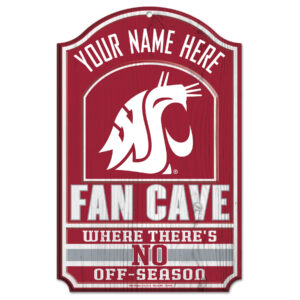 WinCraft Washington State Cougars Personalized 11'' x 17'' Fan Cave Wood Sign
