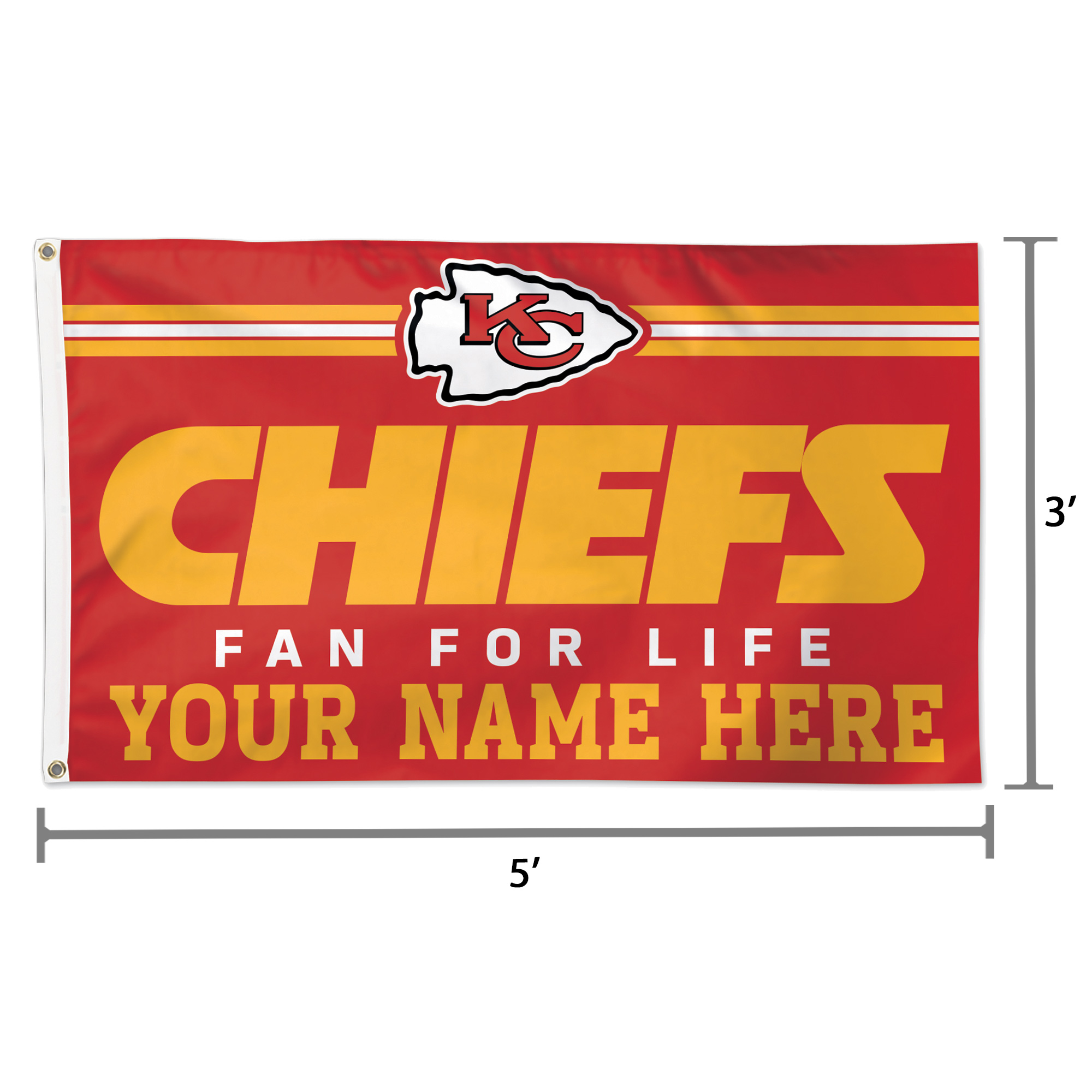WinCraft Kansas City Chiefs 3' x 5' One-Sided Deluxe Personalized Flag - Image 3