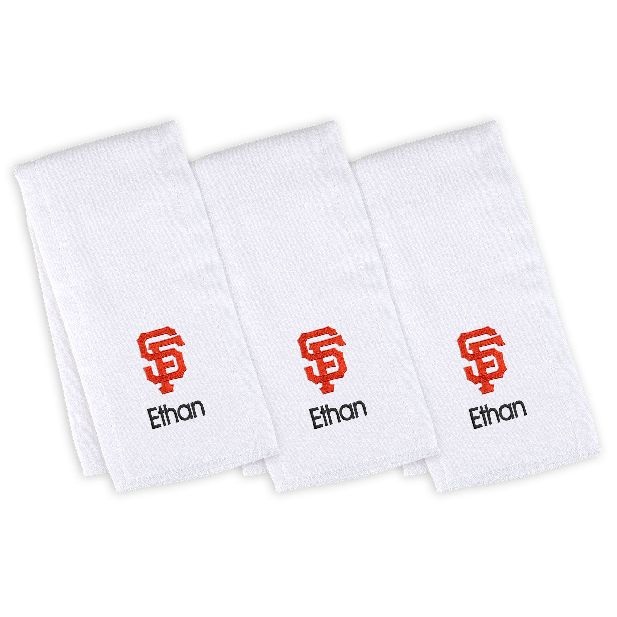 Infant White San Francisco Giants Personalized Burp Cloth Three-Pack