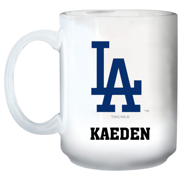 White Los Angeles Dodgers 15oz. Personalized Mug - Image 3
