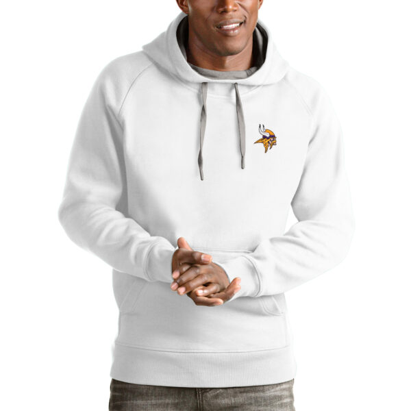 Men's Antigua White Minnesota Vikings Logo Victory Pullover Hoodie