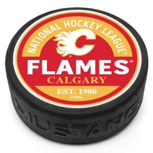 Calgary Flames Block Hockey Puck
