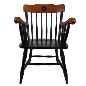 Black Auburn Tigers Captains Chair with Cherry Arms & Crown