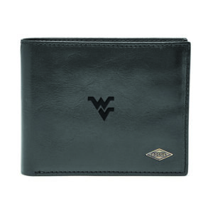Men's Fossil Black West Virginia Mountaineers Ryan RFID Flip ID Bi-Fold Wallet