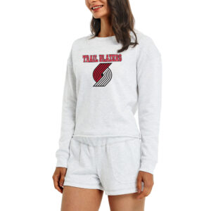 Women's Concepts Sport Cream Portland Trail Blazers Crossfield Long Sleeve Top & Shorts Sleep Set