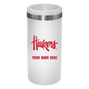 White Nebraska Huskers 12oz. Personalized Slim Can Holder