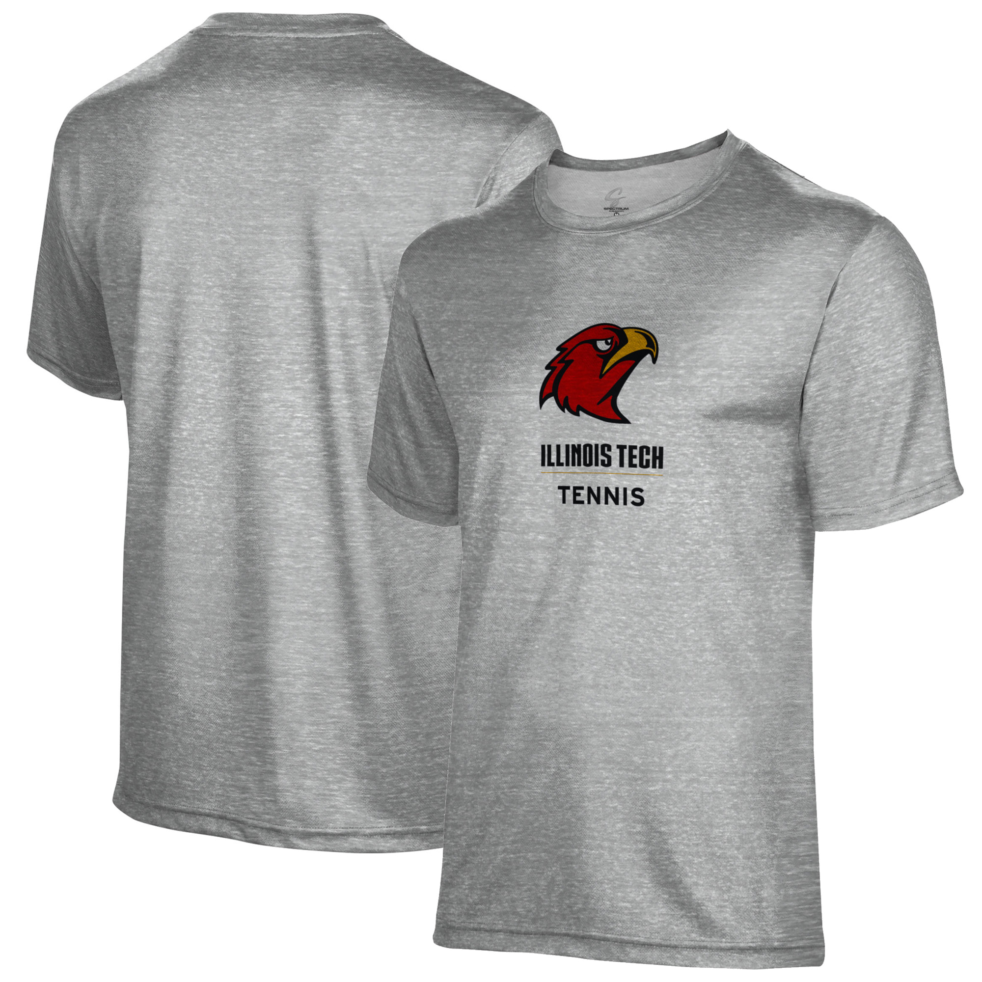 Men's Gray Illinois Tech Scarlet Hawks Tennis Name Drop T-Shirt - Image 2