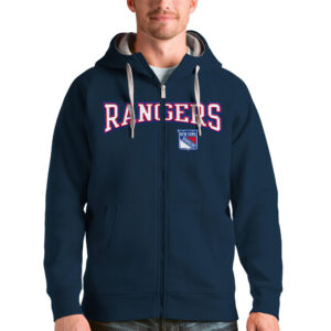 Men's Antigua Navy New York Rangers Wordmark Victory Full-Zip Hoodie