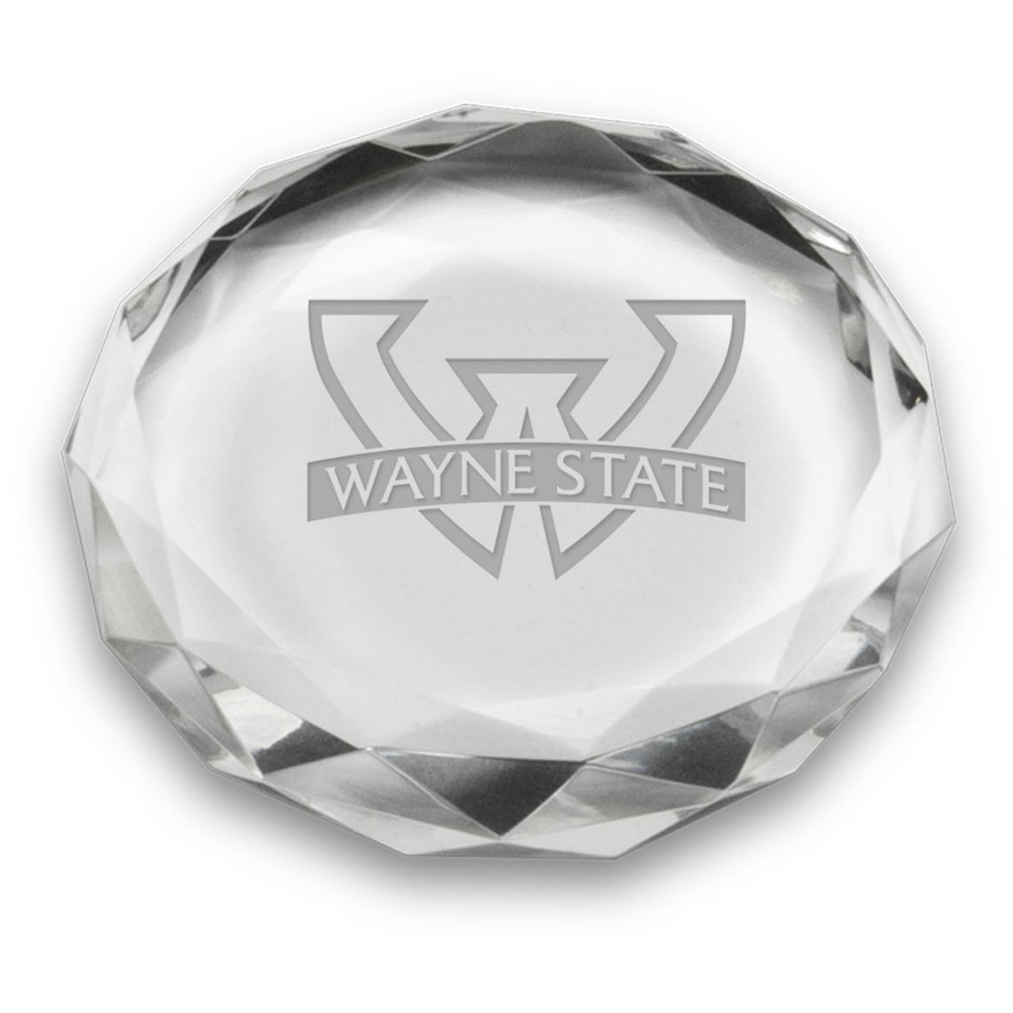 Wayne State Warriors 3'' Optic Crystal Faceted Paperweight