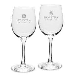 Hofstra University Pride 12oz. 2-Piece Traditional White Wine Glass Set