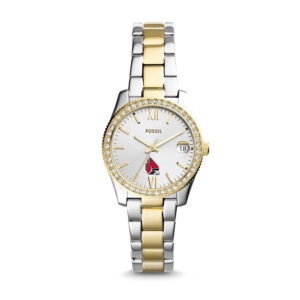 Women's Fossil Silver/Gold Ball State Cardinals Scarlette Mini Two-Tone Stainless Steel Watch