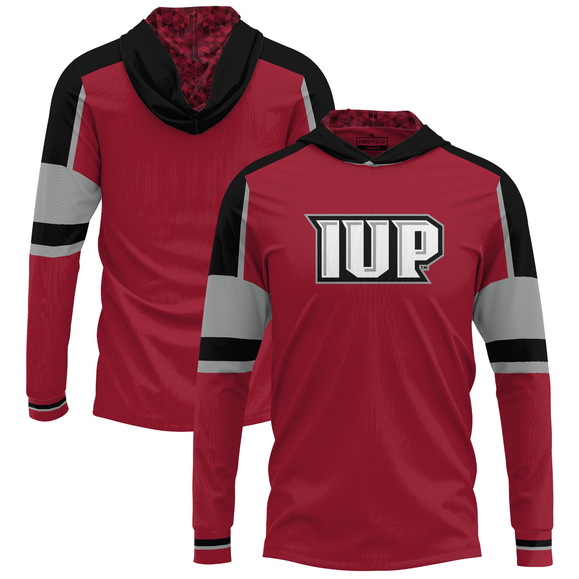 Men's Crimson Indiana University of Pennsylvania Crimson Hawks Long Sleeve Hoodie T-Shirt - Image 2