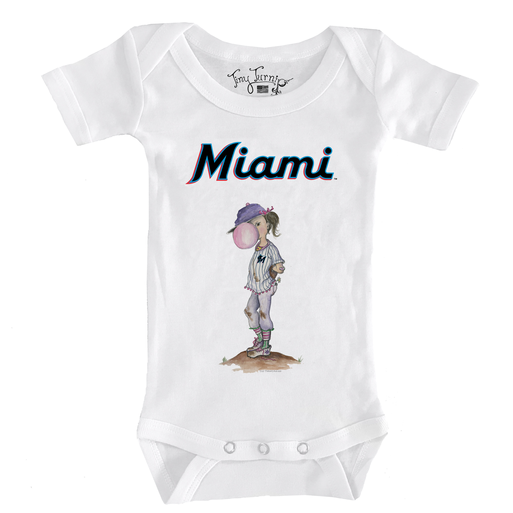 Infant Tiny Turnip White Miami Marlins Bubbles Bodysuit