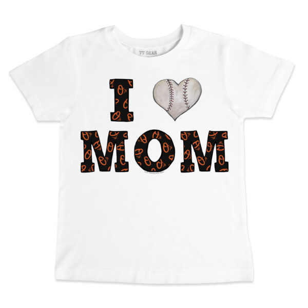 Infant Tiny Turnip White Baltimore Orioles Heart Mom T-Shirt