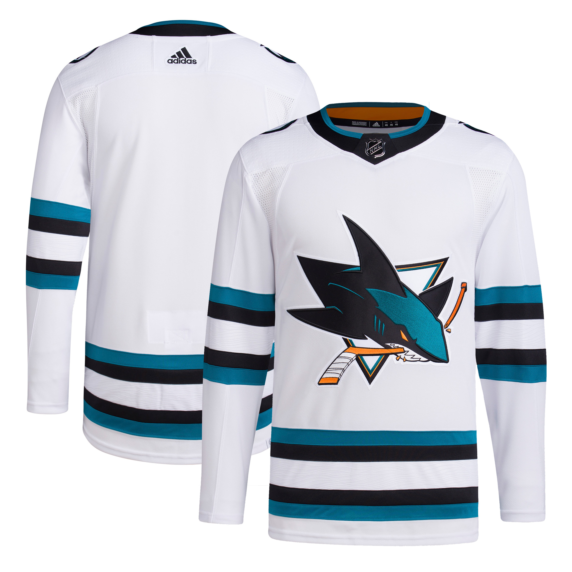 Men's adidas White San Jose Sharks Away Primegreen Authentic Jersey