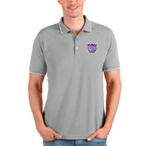 Men's Antigua Heathered Gray Sacramento Kings Affluent Polo