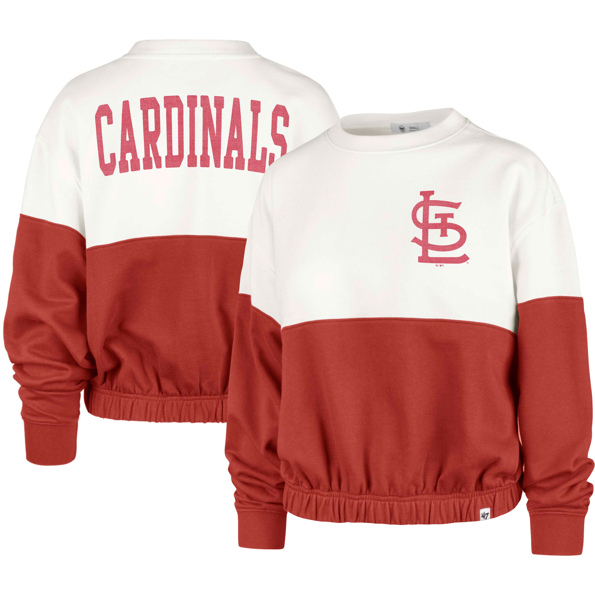 Women's '47 White/Red St. Louis Cardinals Take Two Bonita Pullover Sweatshirt - Image 2