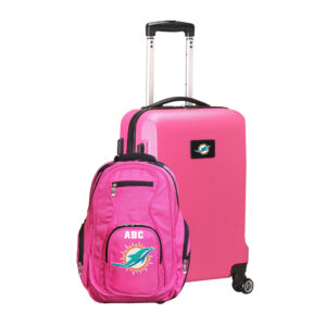 MOJO Pink Miami Dolphins Personalized Deluxe 2-Piece Backpack & Carry-On Set