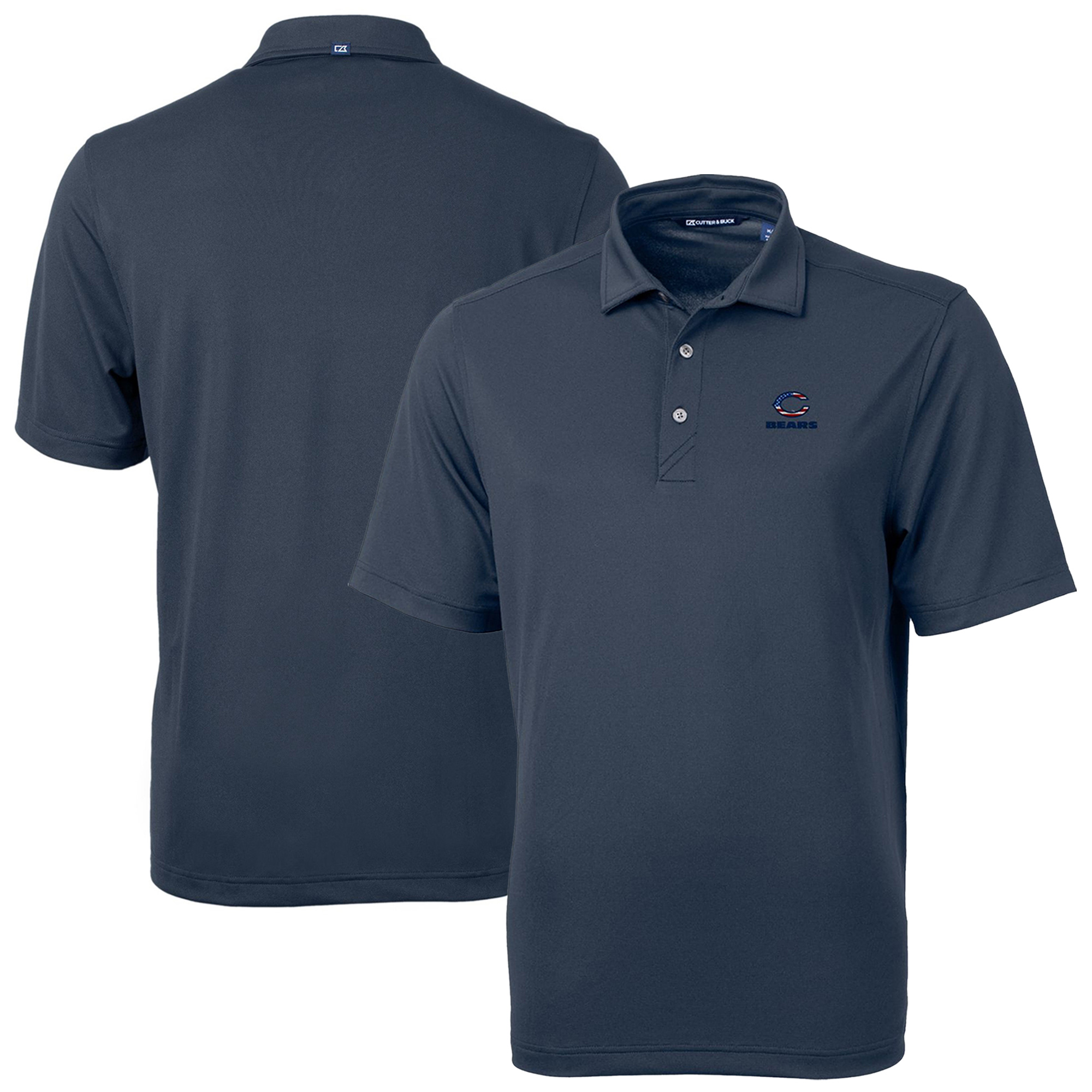 Men's Cutter & Buck Navy Chicago Bears Big & Tall Team Virtue Eco Pique Recycled Polo