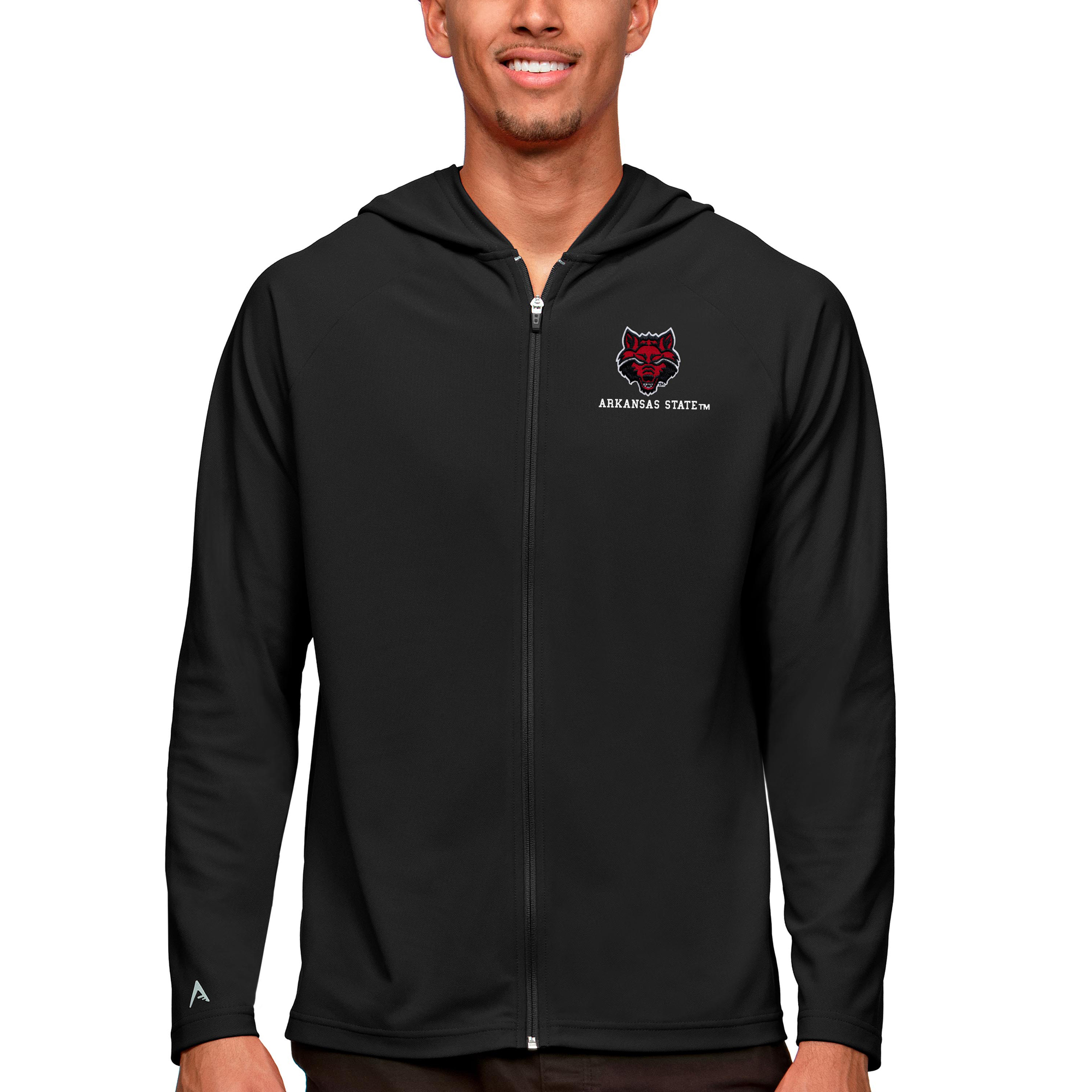 Men's Antigua Black Arkansas State Red Wolves Legacy Full-Zip Hoodie