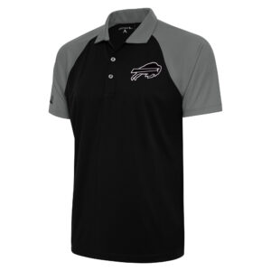Men's Antigua Black/Gray Buffalo Bills Metallic Logo Nova Polo
