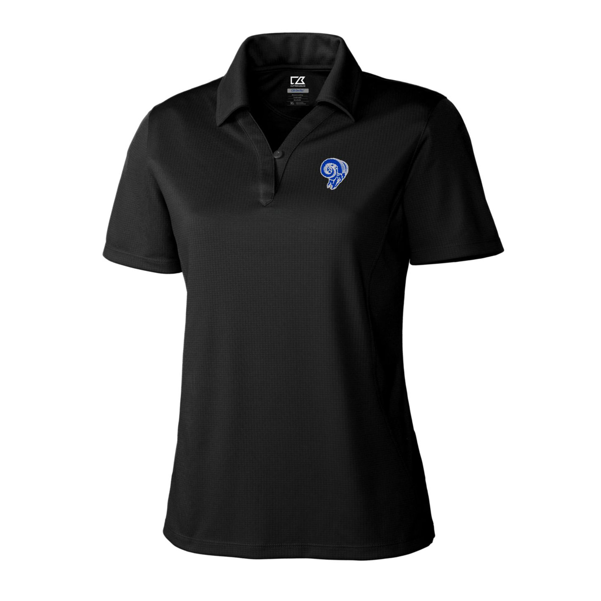 Women's Cutter & Buck Black Los Angeles Rams Throwback Logo Genre DryTec Textured Polo - Image 6