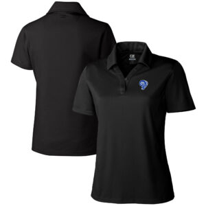Women's Cutter & Buck Black Los Angeles Rams Throwback Logo Genre DryTec Textured Polo