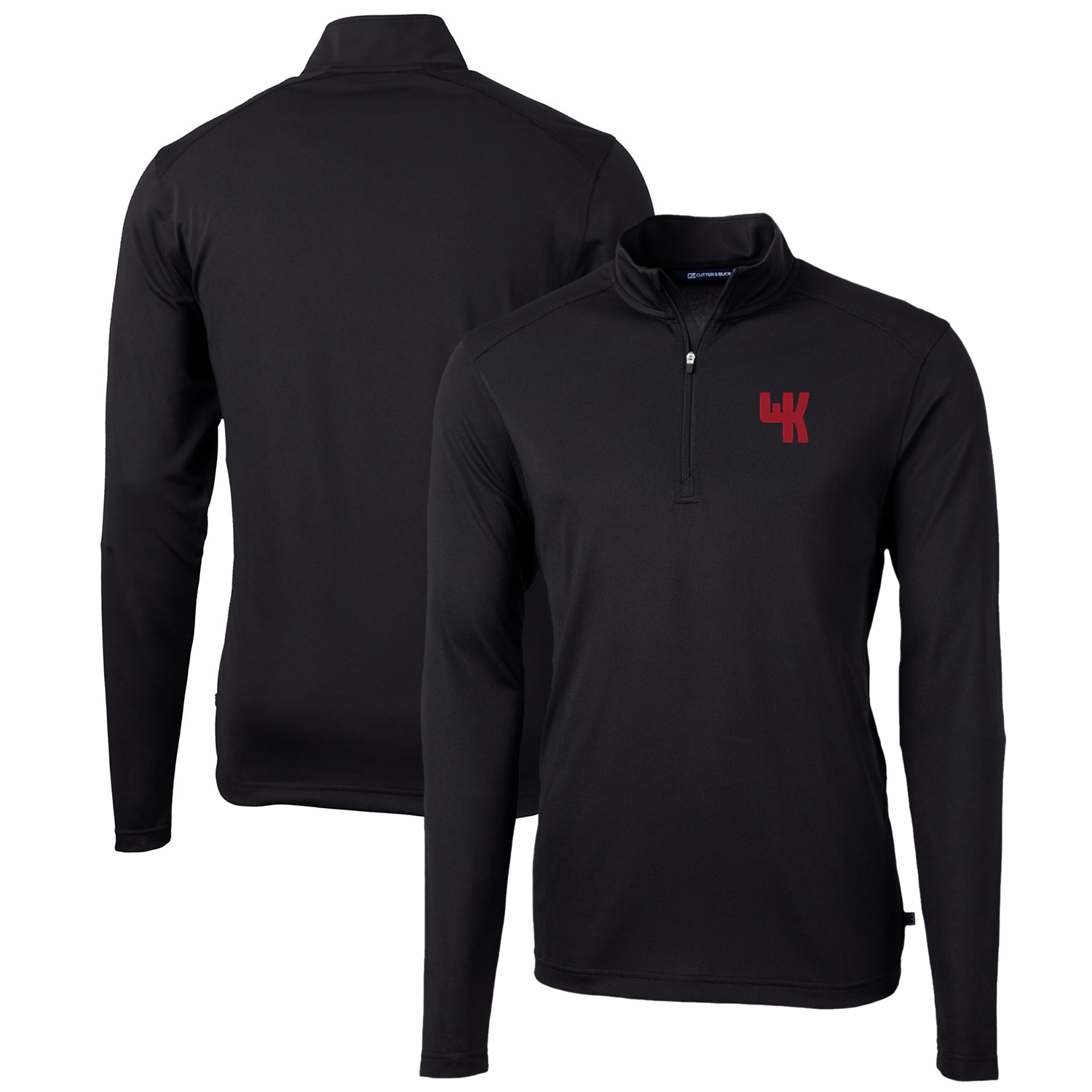 Men's Cutter & Buck Black Western Kentucky Hilltoppers Team Big & Tall Virtue Eco Pique Recycled Quarter-Zip Pullover Top