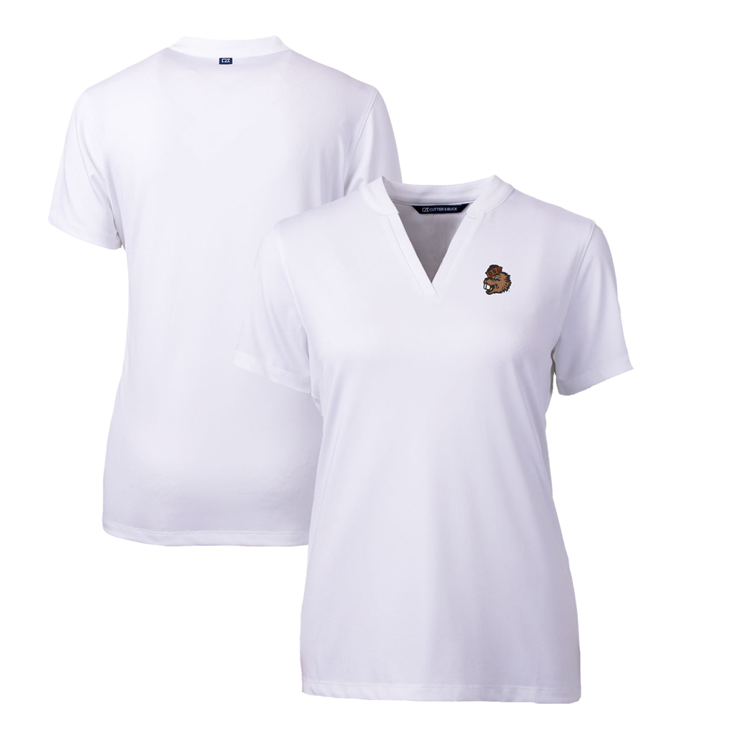 Women's Cutter & Buck White Oregon State Beavers Forge Stretch Blade V-Neck Top