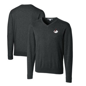 Men's Cutter & Buck Heather Charcoal Arizona Cardinals Throwback Logo Lakemont Tri-Blend Big & Tall V-Neck Pullover Sweater