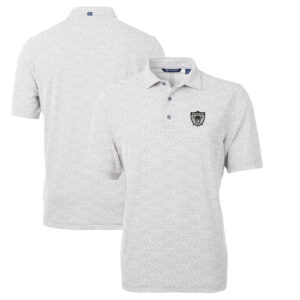 Men's Cutter & Buck Gray Las Vegas Raiders Throwback Logo Virtue Eco-Pique Botanical Recycled Polo