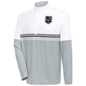 Men's Antigua White/Black Los Angeles Kings Bender Quarter-Zip Pullover Top