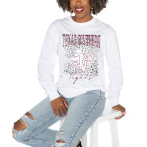 Women's Gameday Couture White Texas Southern Tigers Boyfriend Fit Long Sleeve T-Shirt