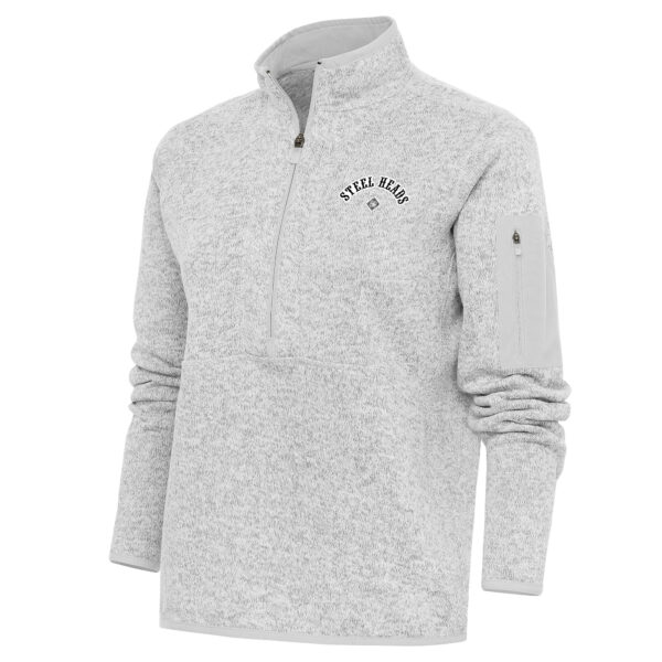 Women's Antigua Heather Gray Seattle Steelheads Fortune Half-Zip Pullover Jacket