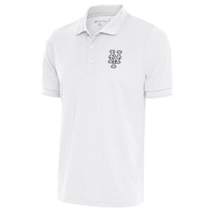Men's Antigua White New York Mets Metallic Big & Tall Affluent Polo