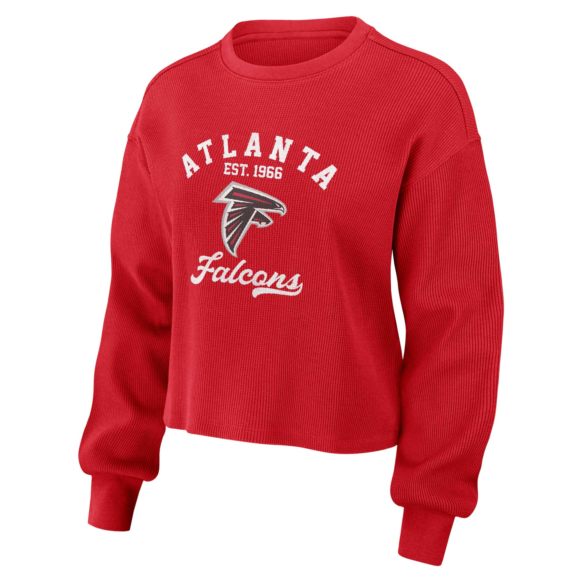 Women's WEAR by Erin Andrews Red Atlanta Falcons Waffle Knit Long Sleeve T-Shirt & Shorts Lounge Set - Image 8
