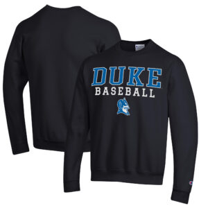 Men's Champion  Black Duke Blue Devils Stacked Logo Baseball Pullover Sweatshirt