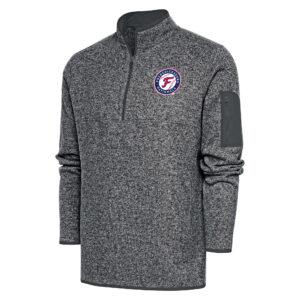 Men's Antigua  Heather Charcoal Fredericksburg Nationals Fortune Quarter-Zip Pullover Jacket