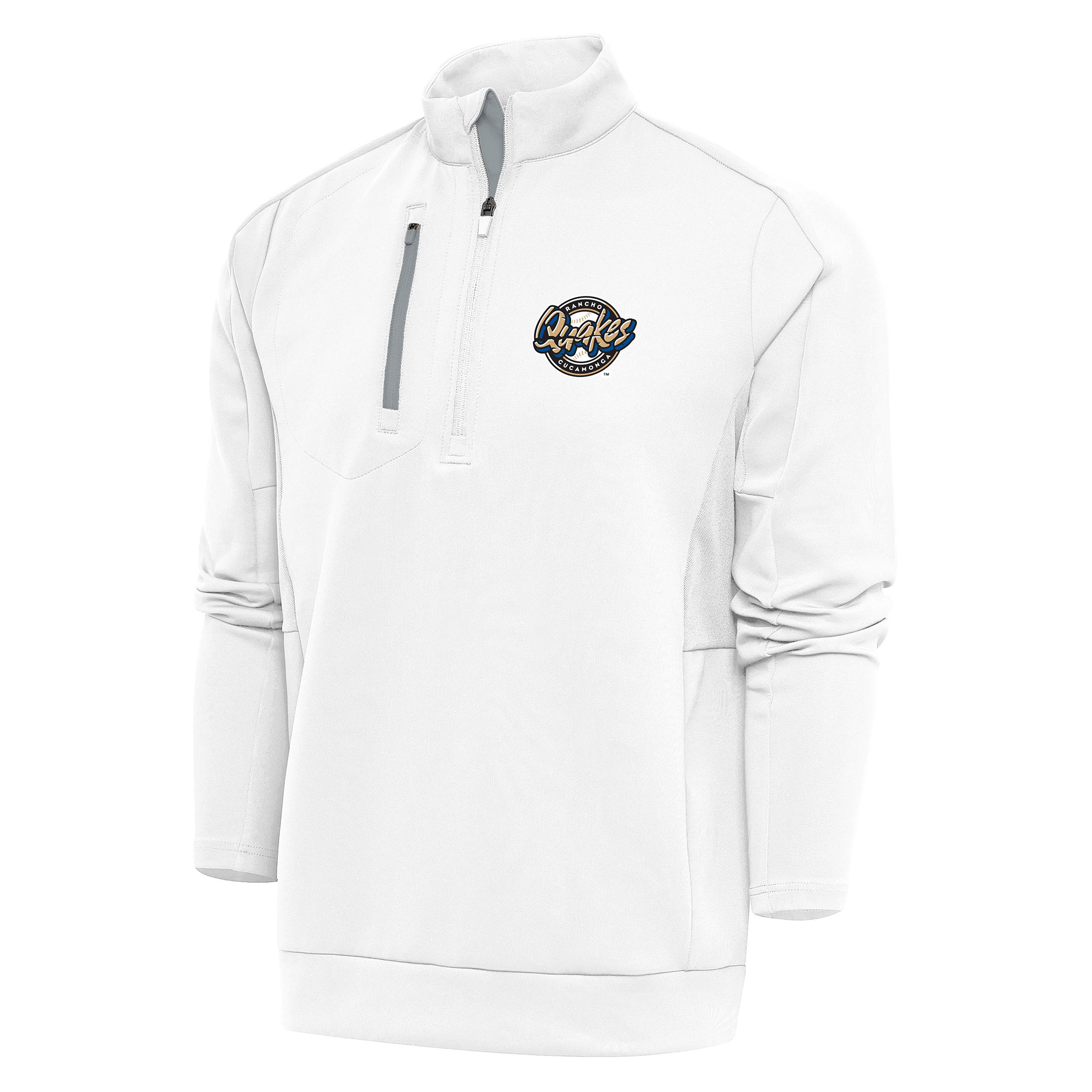Men's Antigua White Rancho Cucamonga Quakes Generation Quarter-Zip Pullover Top