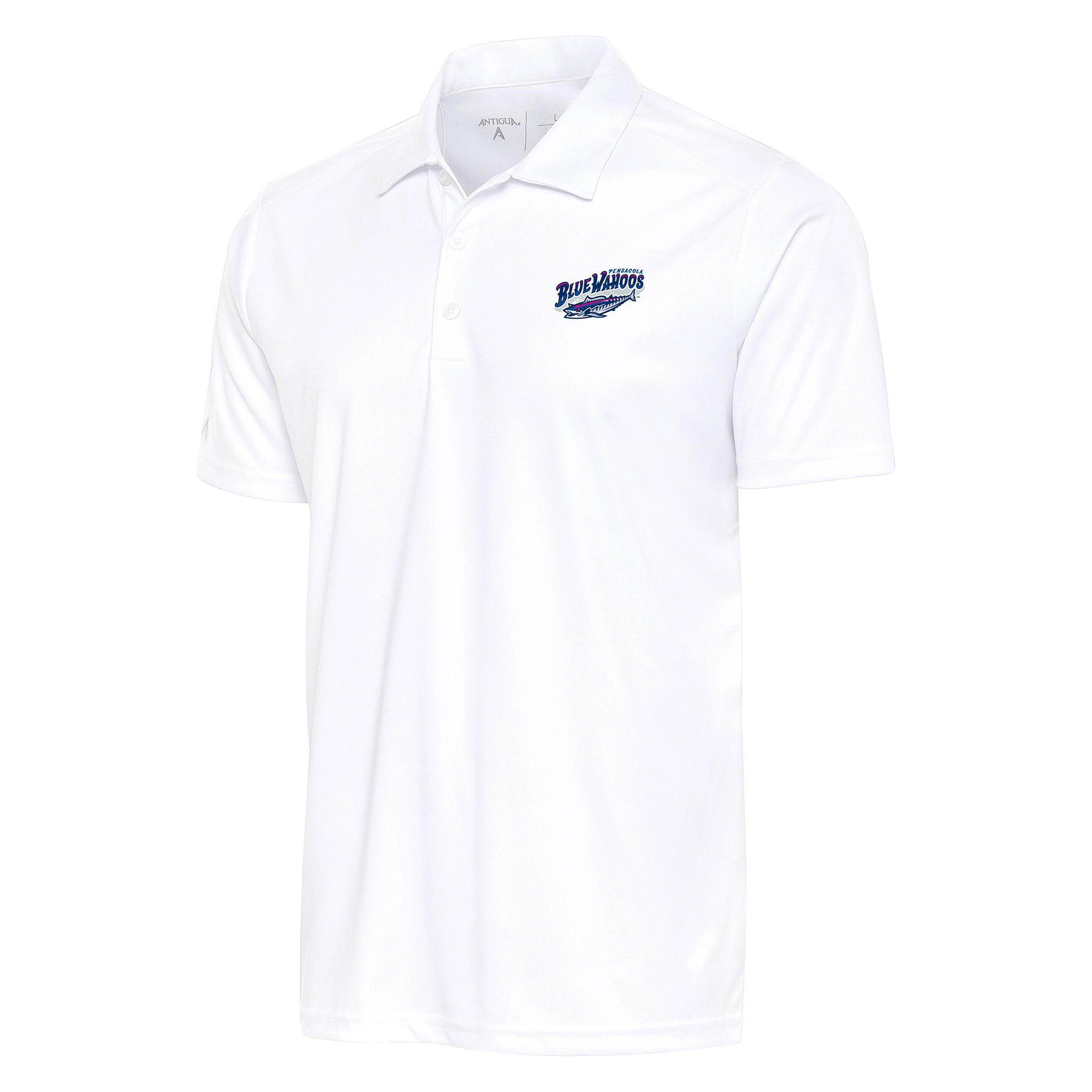 Men's Antigua White Pensacola Blue Wahoos Big & Tall Tribute Polo