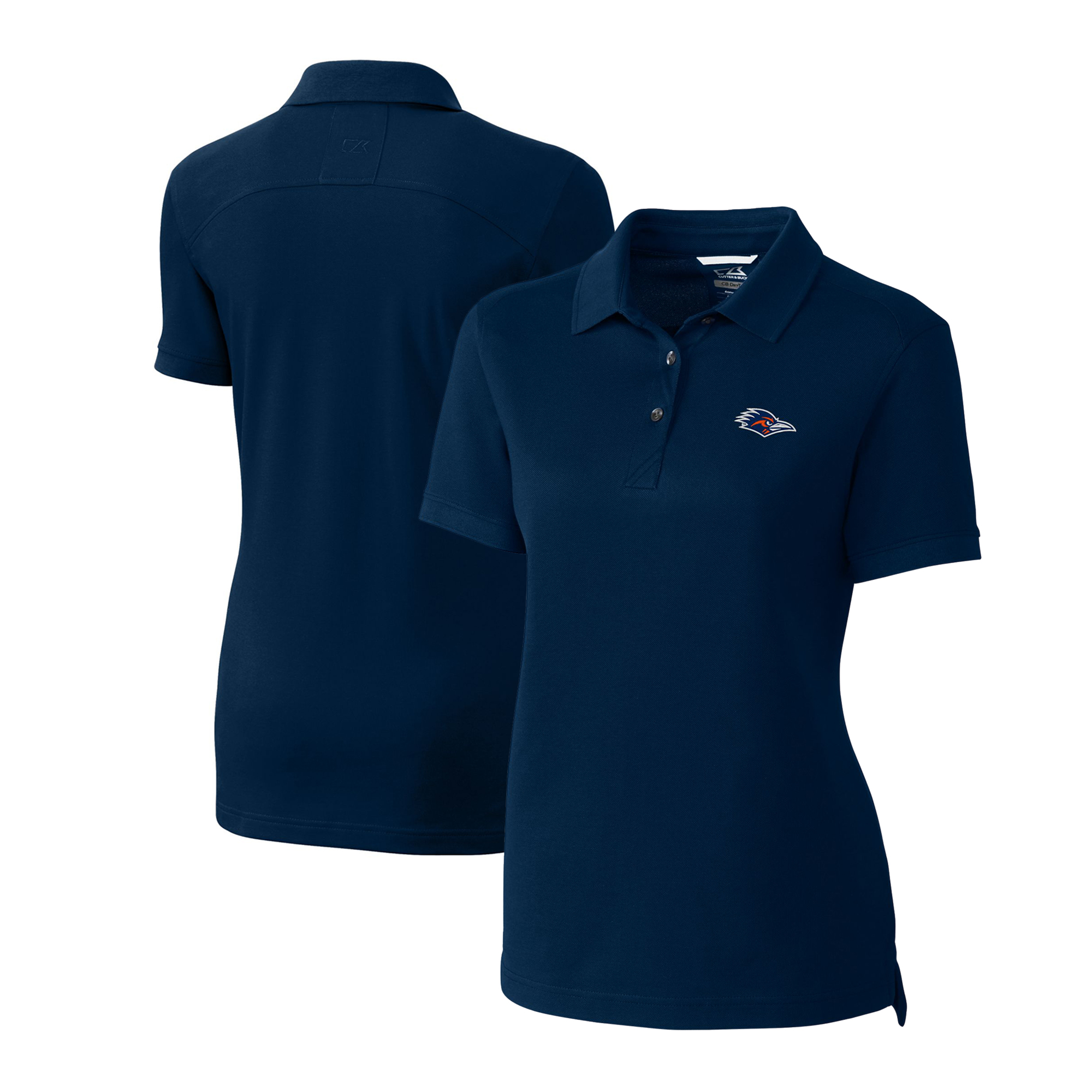 Women's Cutter & Buck Navy UTSA Roadrunners Advantage DryTec Tri-Blend Pique Polo