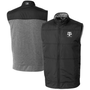 Men's Cutter & Buck  Black Texas A&M Aggies Alumni Logo Stealth Hybrid Quilted Windbreaker Full-Zip Vest