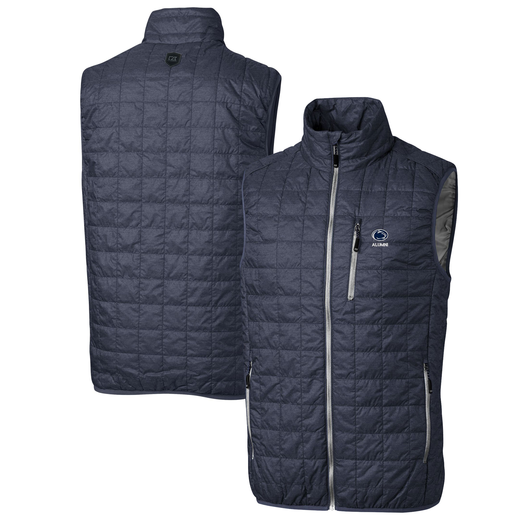 Men's Cutter & Buck Anthracite Penn State Nittany Lions Alumni Logo Rainier PrimaLoft Eco Insulated Full-Zip Puffer Vest