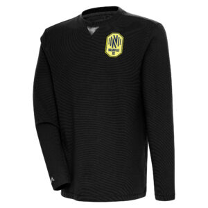 Men's Antigua  Black Nashville SC Flier Bunker Tri-Blend Pullover Sweatshirt