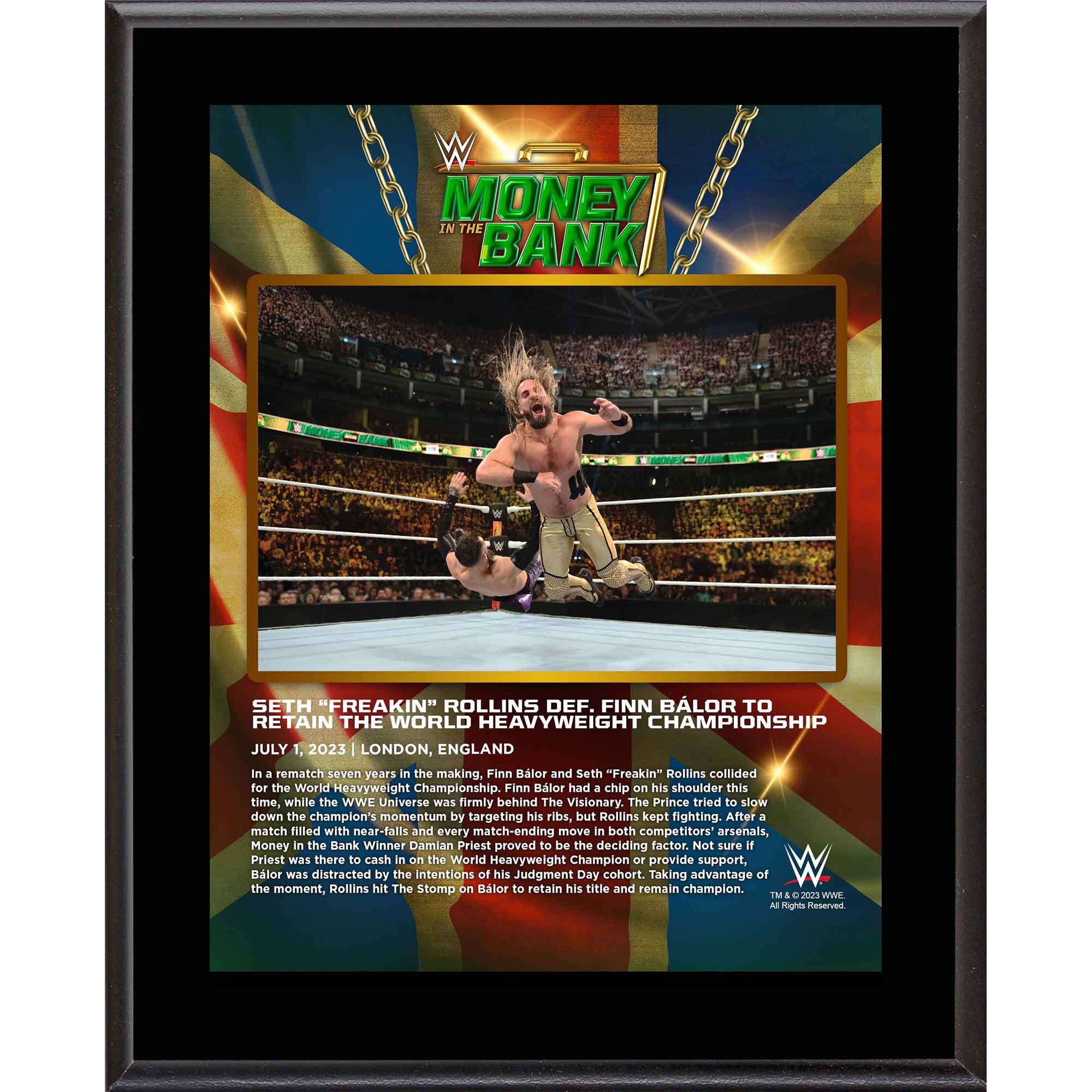 Seth "Freakin" Rollins WWE 10.5" x 13" 2023 Money In The Bank Sublimated Plaque